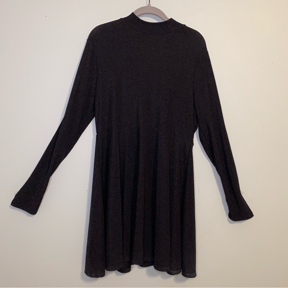 Wild Fable Long Sleeve Mock Neck Sparkle Dress, size XXL, Black/silver